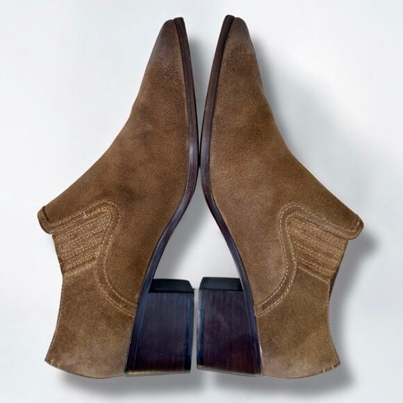 Frye Eleanor Chestnut Oiled Suede Leather Western Shootie Ankle Boots Women 8.5 - Picture 5 of 9